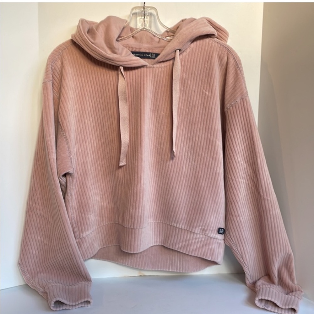 Abercrombie & Fitch super soft cropped ribbed velvet hooded pullover extra small